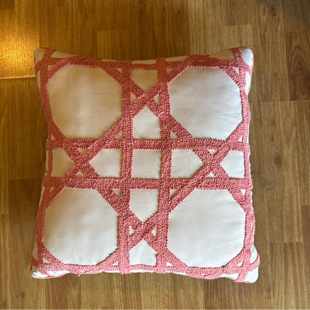 Pier 1 Pink and White Accent Pillows Geometric Design